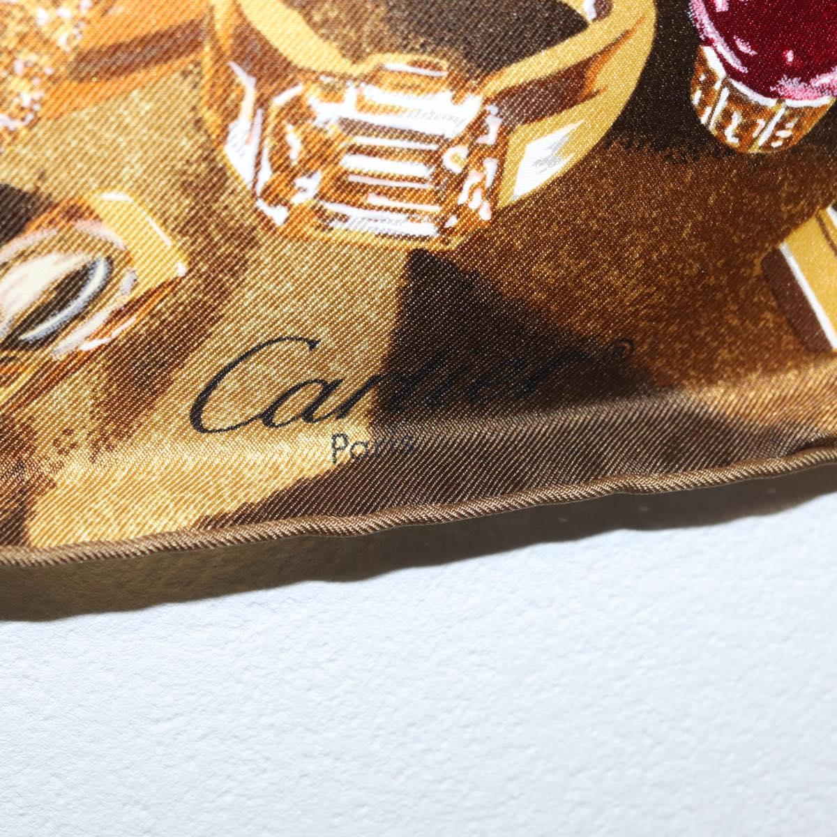 CARTIER Scarf Silk Brown Auth am11644A