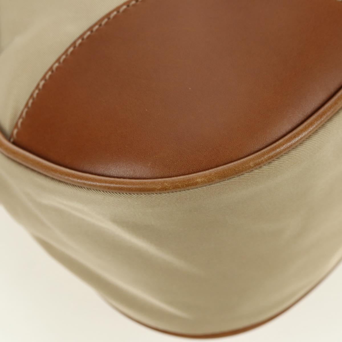 PRADA Hand Bag Nylon Leather Beige Gold Auth am11645A