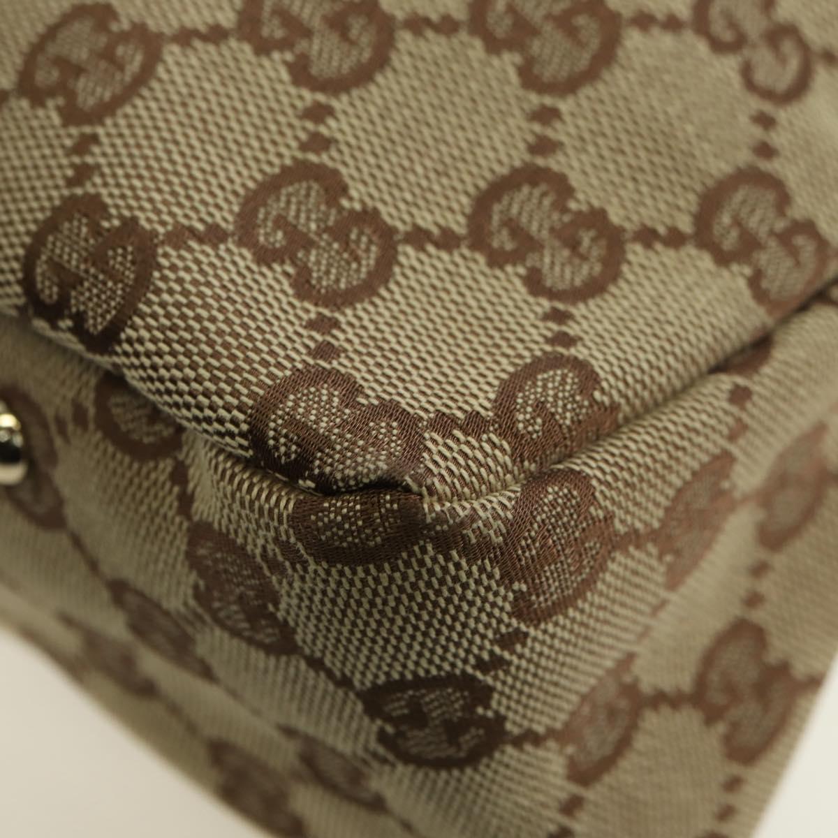 GUCCI GG Canvas Tote Bag Beige Gold 132260 Auth am11649V