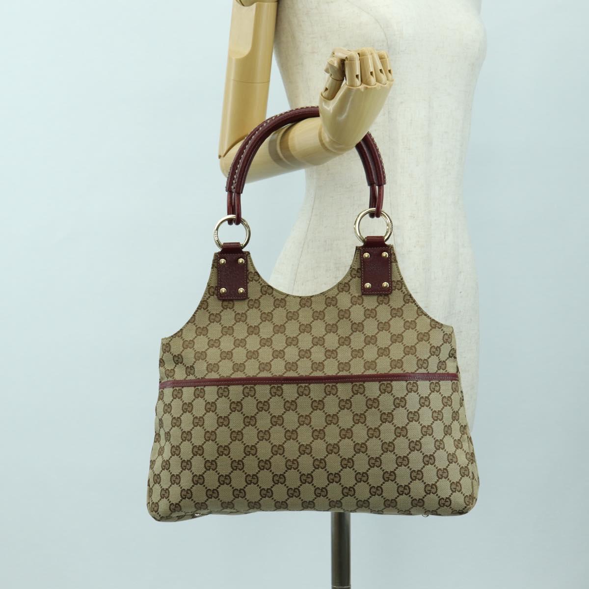 GUCCI GG Canvas Tote Bag Beige Gold 132260 Auth am11649V