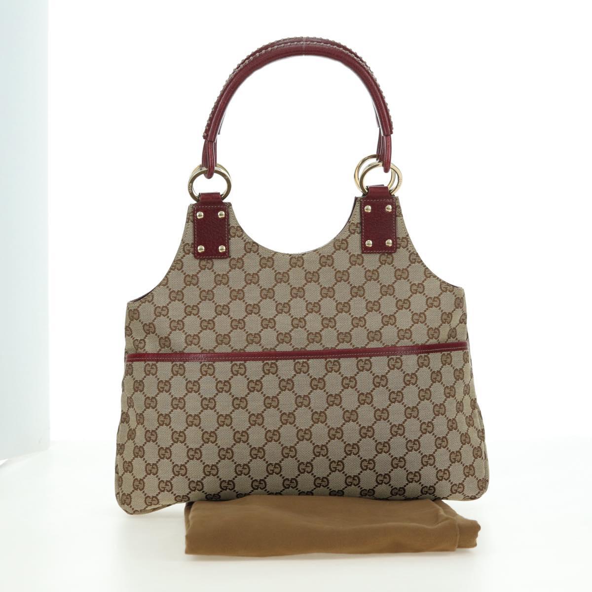 GUCCI GG Canvas Tote Bag Beige Gold 132260 Auth am11649V