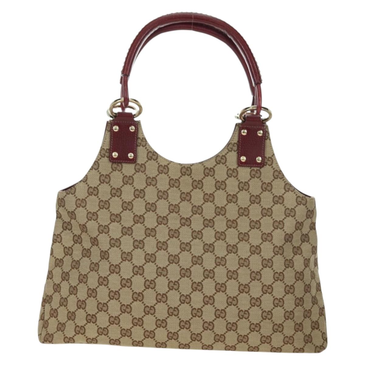 GUCCI GG Canvas Tote Bag Beige Gold 132260 Auth am11649V