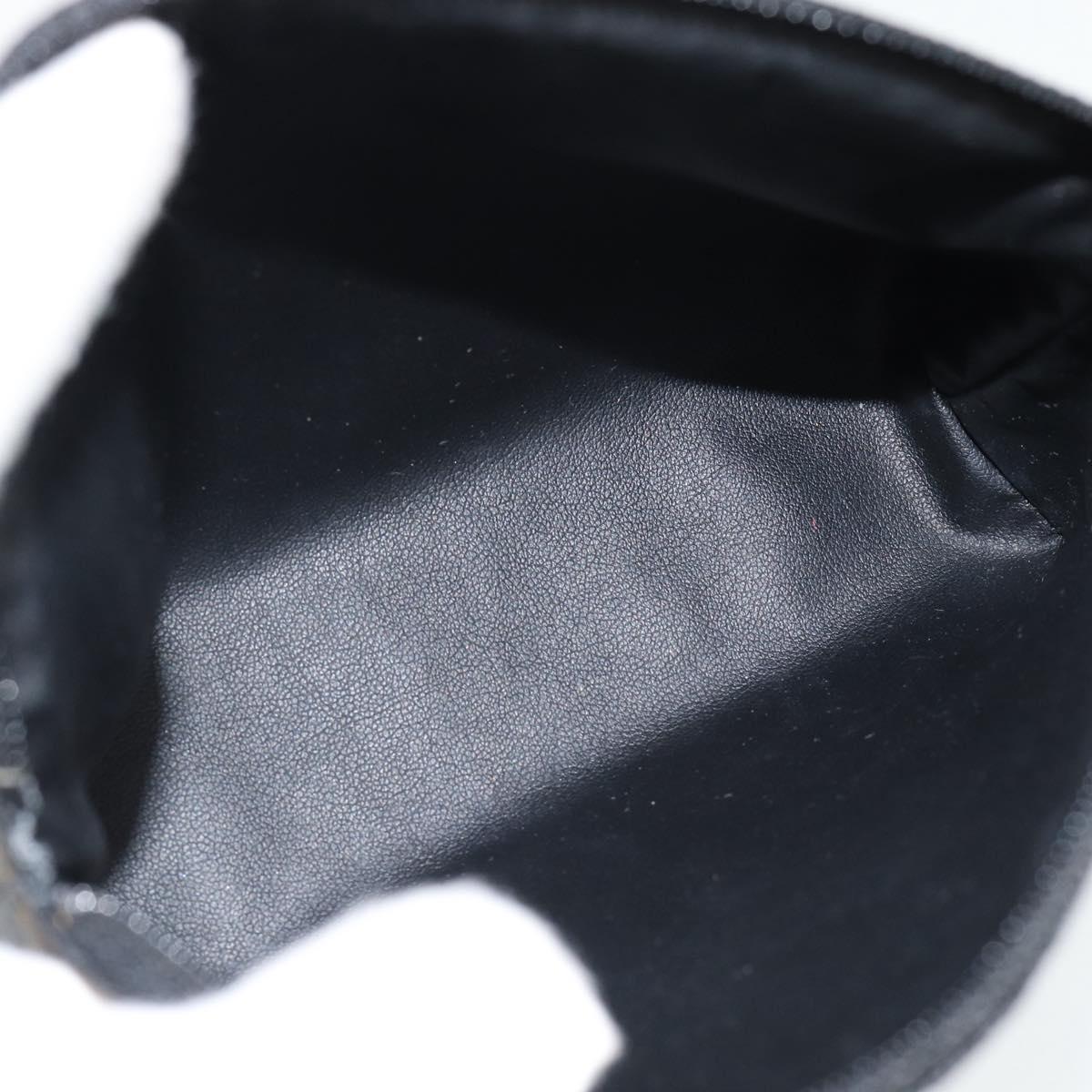 CELINE Macadam Canvas Pouch PVC Leather Black Gold Auth am11653A
