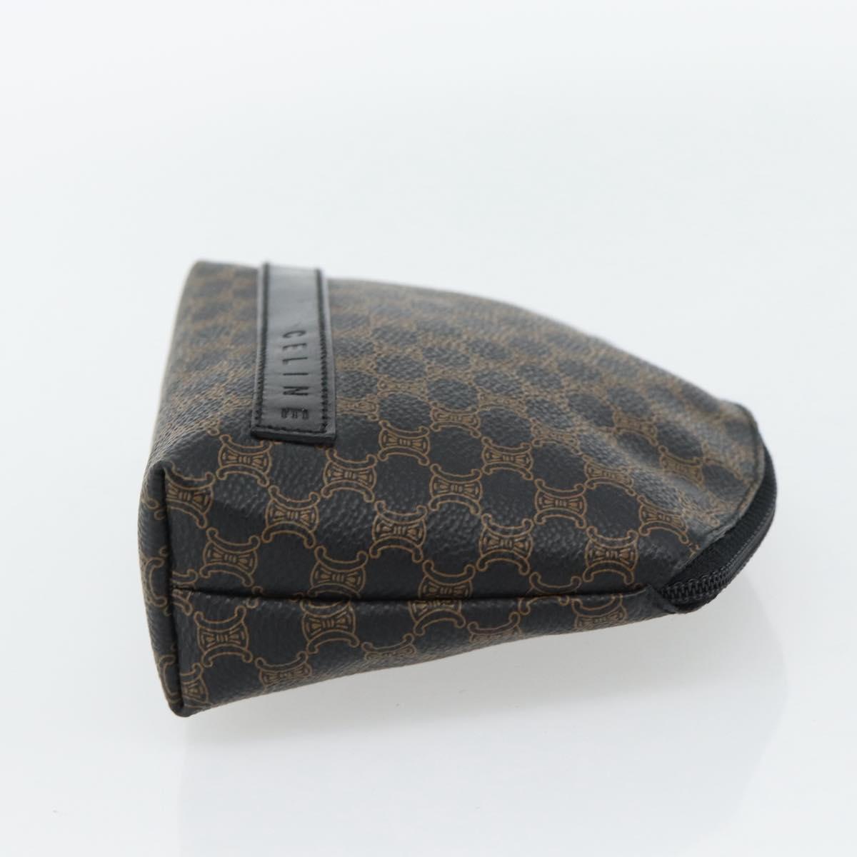 CELINE Macadam Canvas Pouch PVC Leather Black Gold Auth am11653A