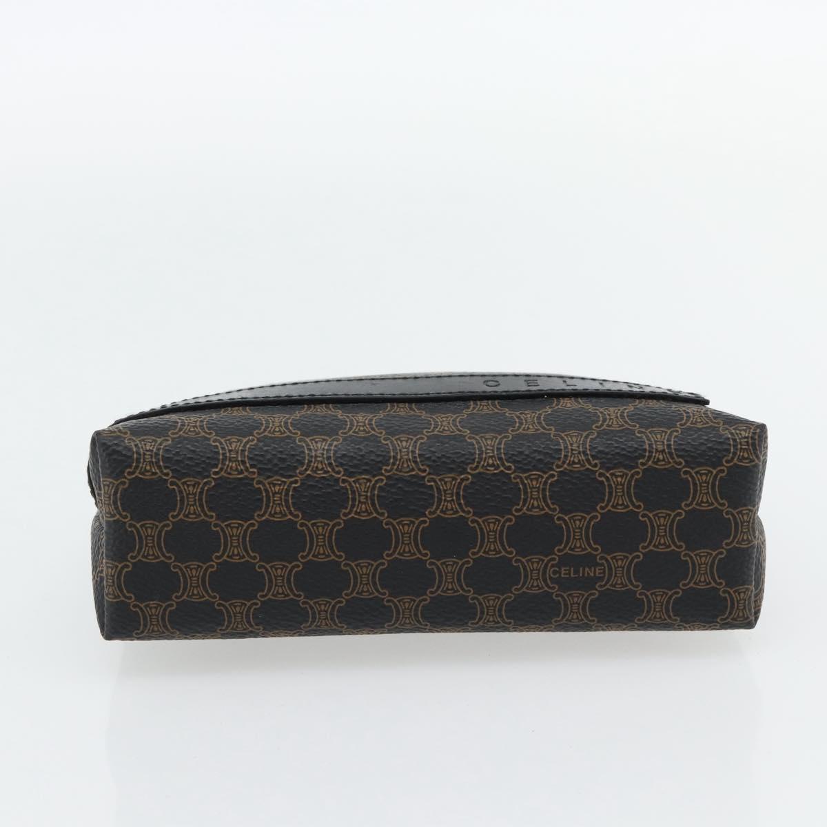 CELINE Macadam Canvas Pouch PVC Leather Black Gold Auth am11653A