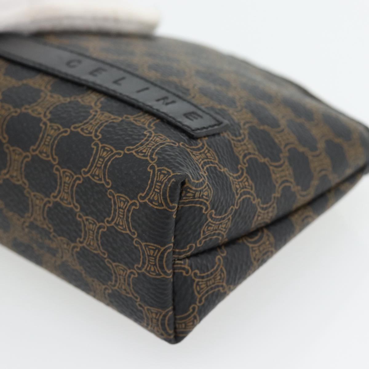 CELINE Macadam Canvas Pouch PVC Leather Black Gold Auth am11653A