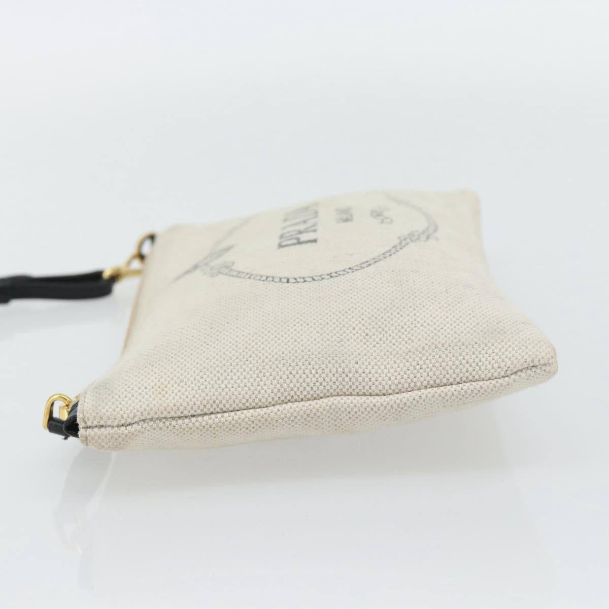 PRADA Canapa Pouch Canvas White Gold 1NH018 Auth am11659A