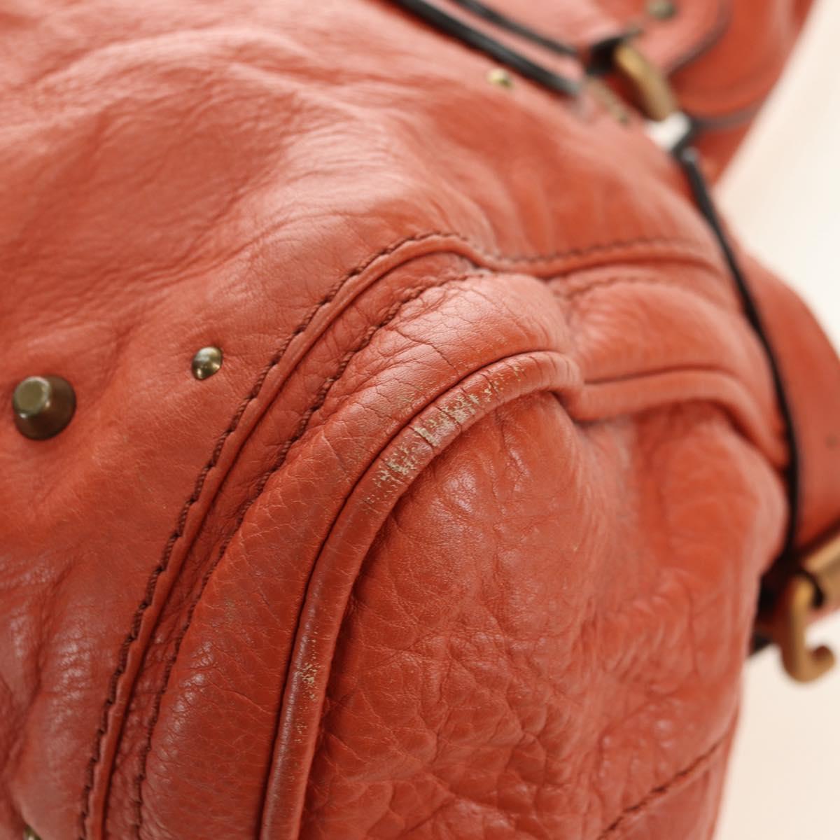 Chloe Paddington Hand Bag Leather Orange Gold Silver Auth am11662V