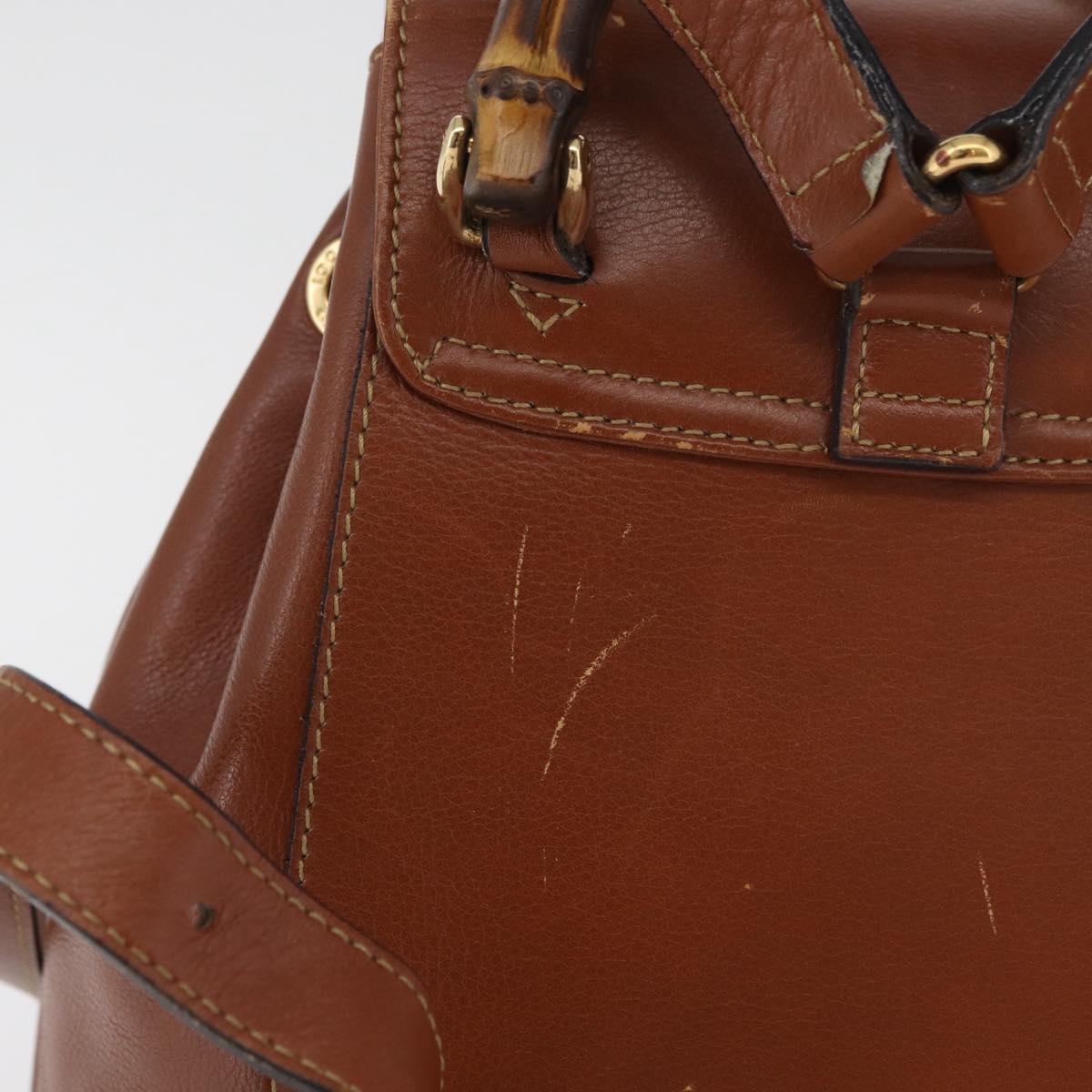 GUCCI Bamboo Mini Backpack Leather Outlet Brown Gold 003 1705 0030 Auth am11663A