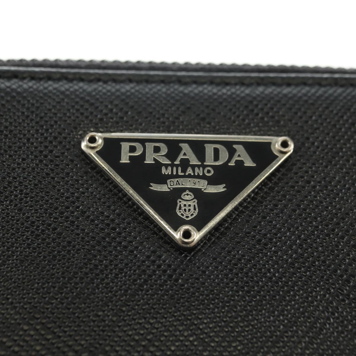 PRADA Bifold Wallet Safiano leather Black Silver Auth am11669V