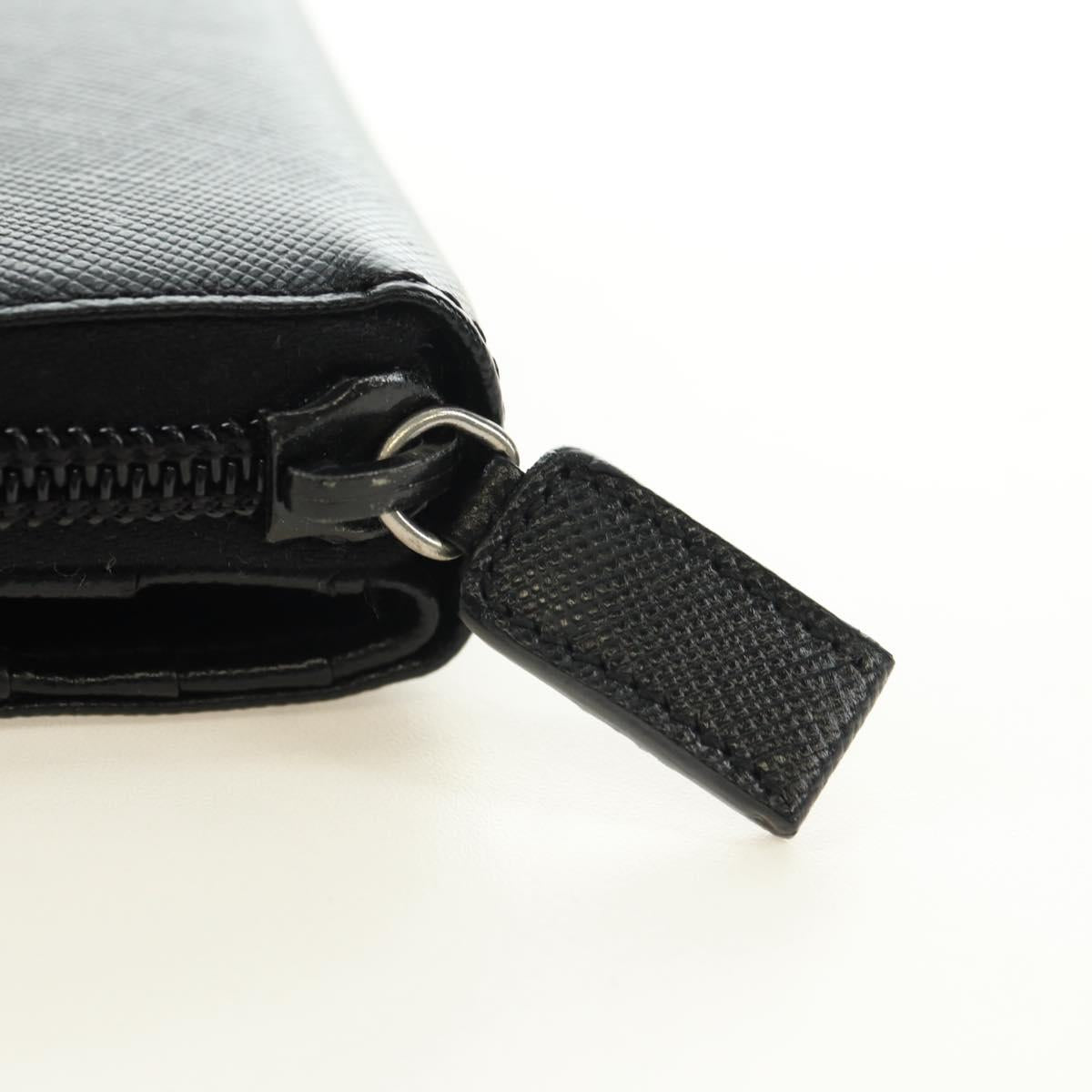 PRADA Bifold Wallet Safiano leather Black Silver Auth am11669V