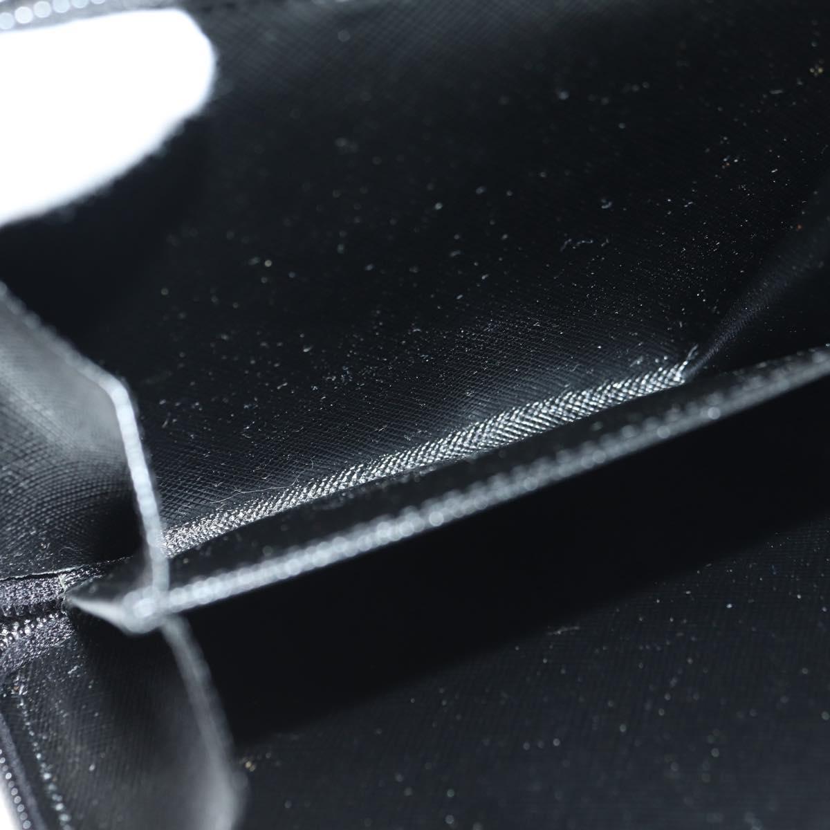 PRADA Bifold Wallet Safiano leather Black Silver Auth am11669V