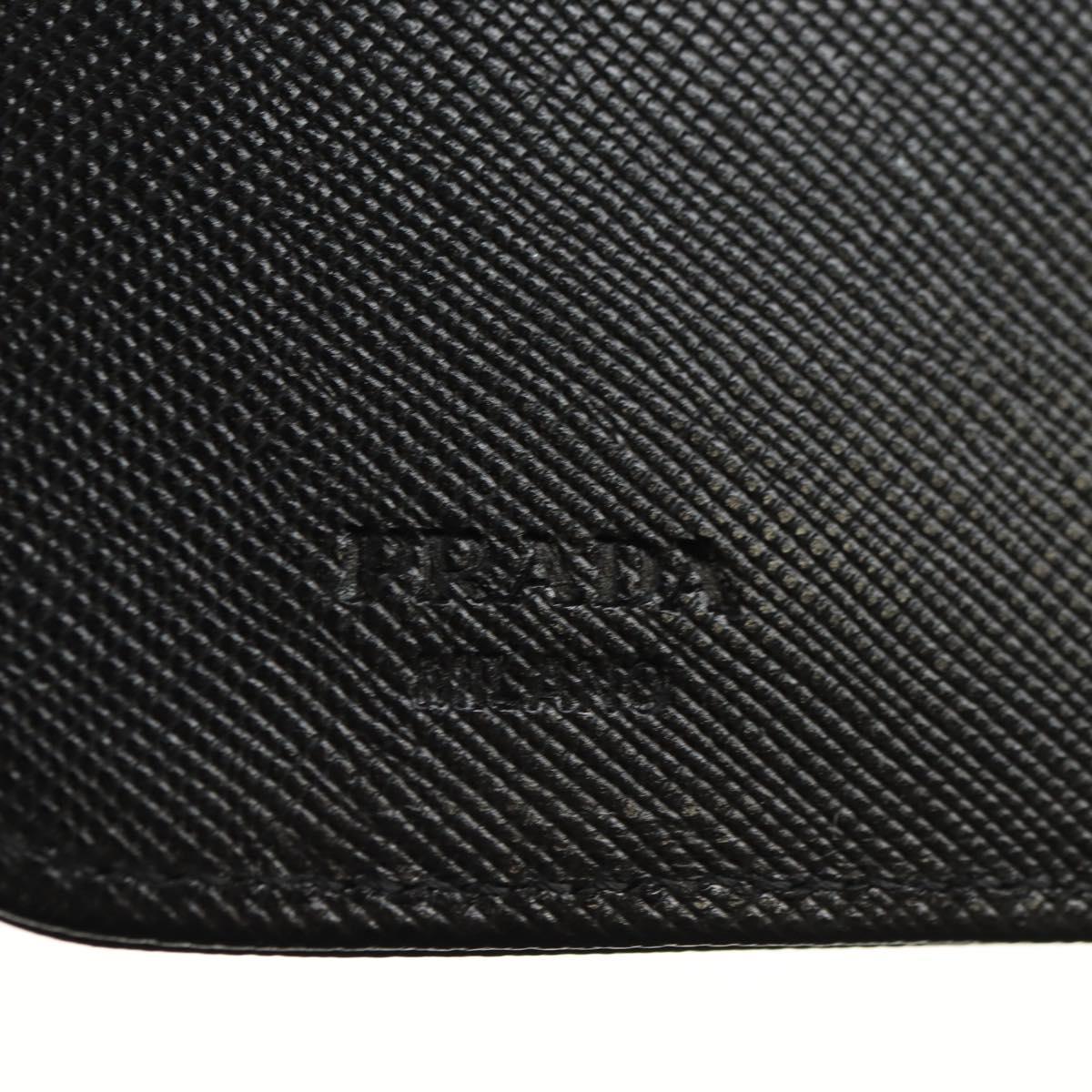 PRADA Bifold Wallet Safiano leather Black Silver Auth am11669V