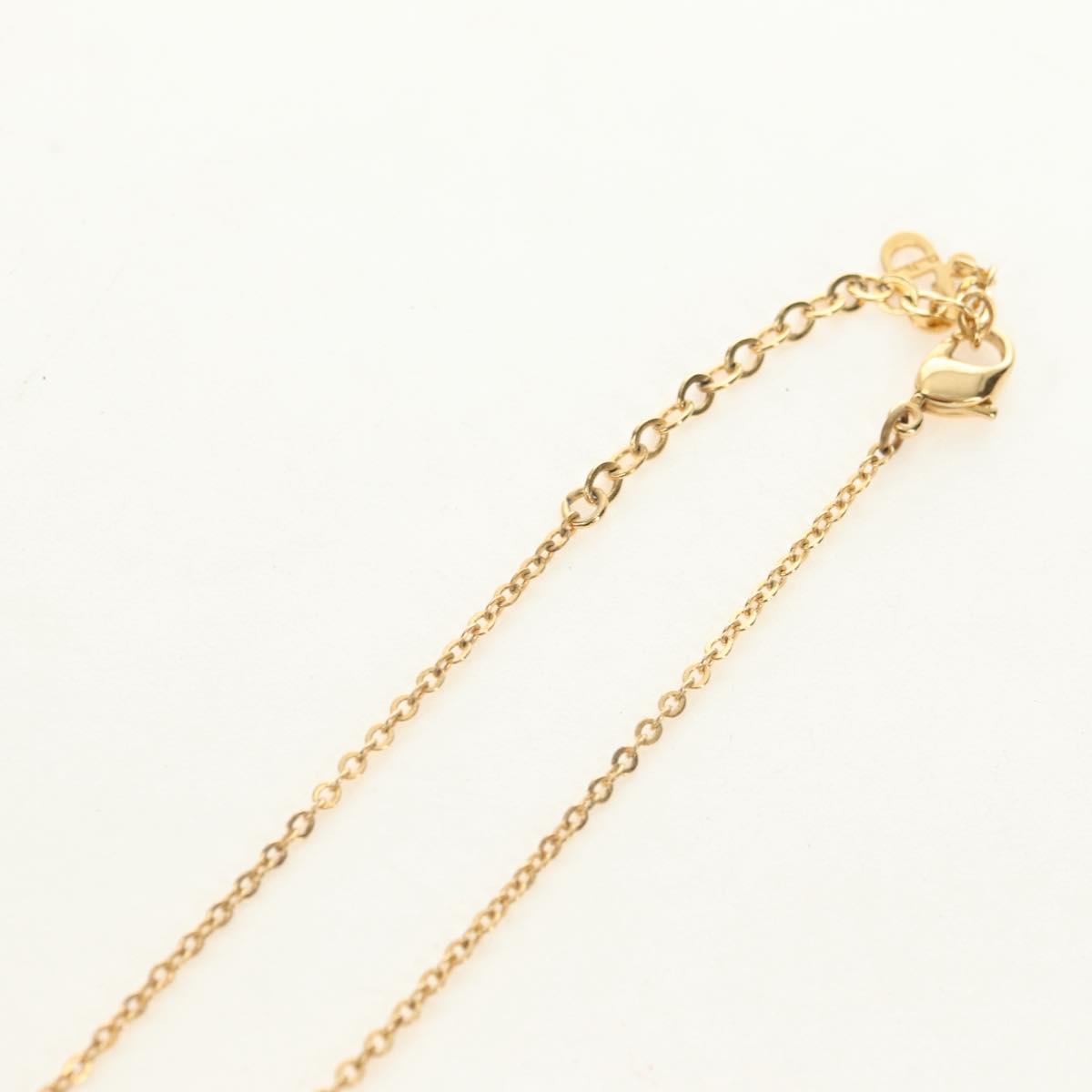Christian Dior CD Rhinestone Heart Necklace metal Gold Auth am11672V