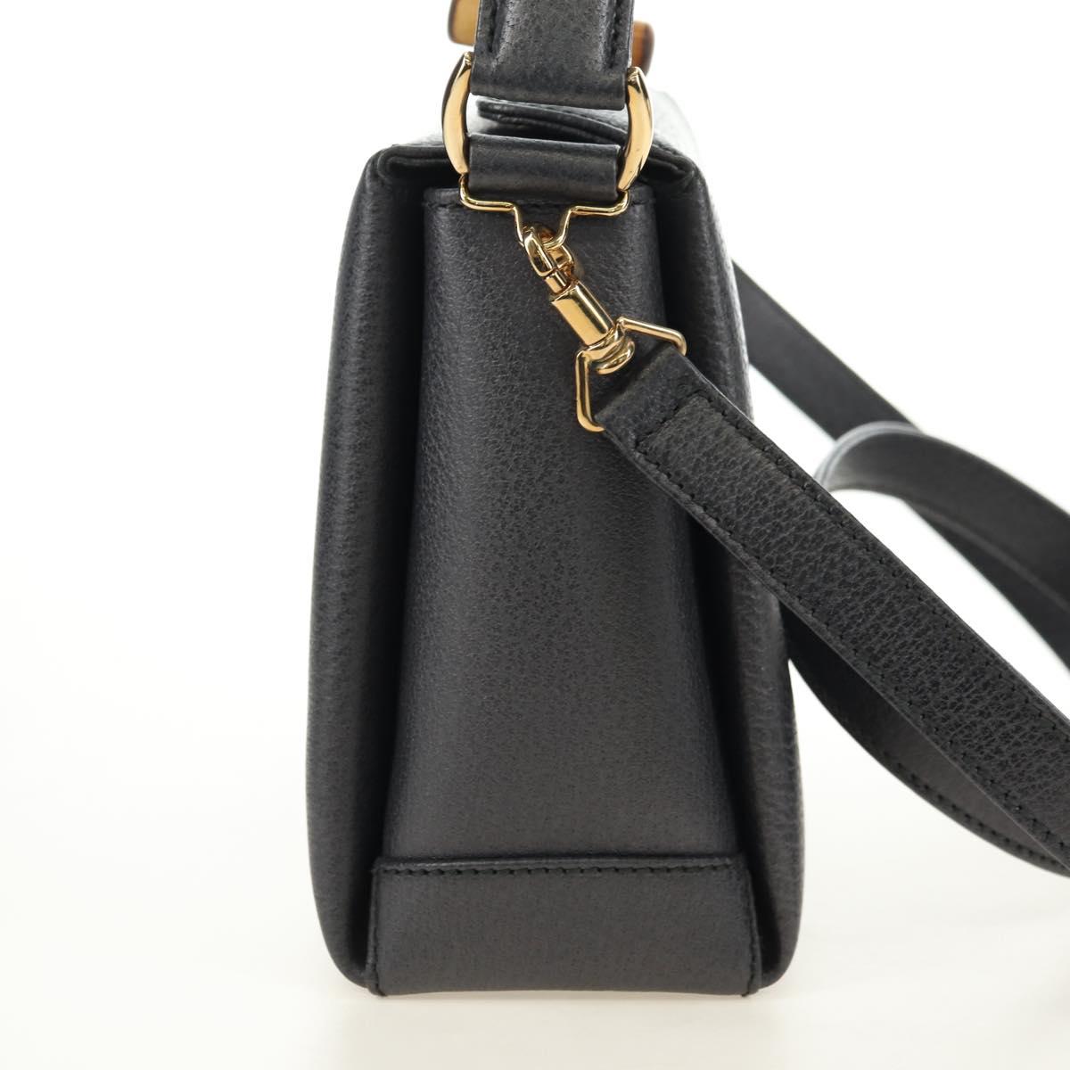 GUCCI Bamboo Hand Bag Leather 2way Gray Gold 000 926 0175 Auth am11676V