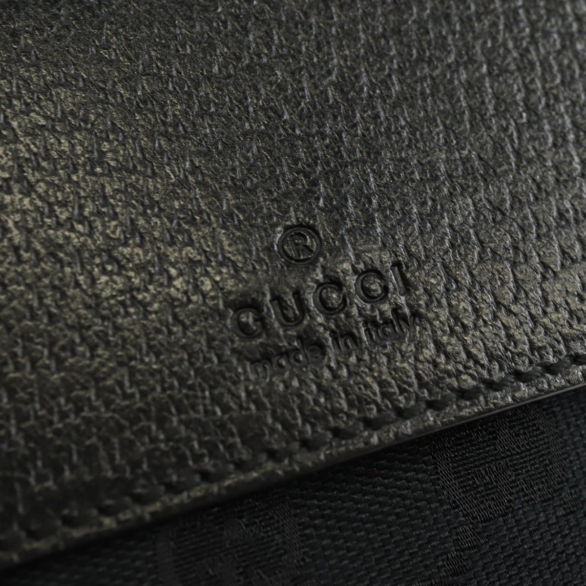 GUCCI Web Sherry Line Shoulder Bag Canvas Black Silver 169937 Auth am11677V