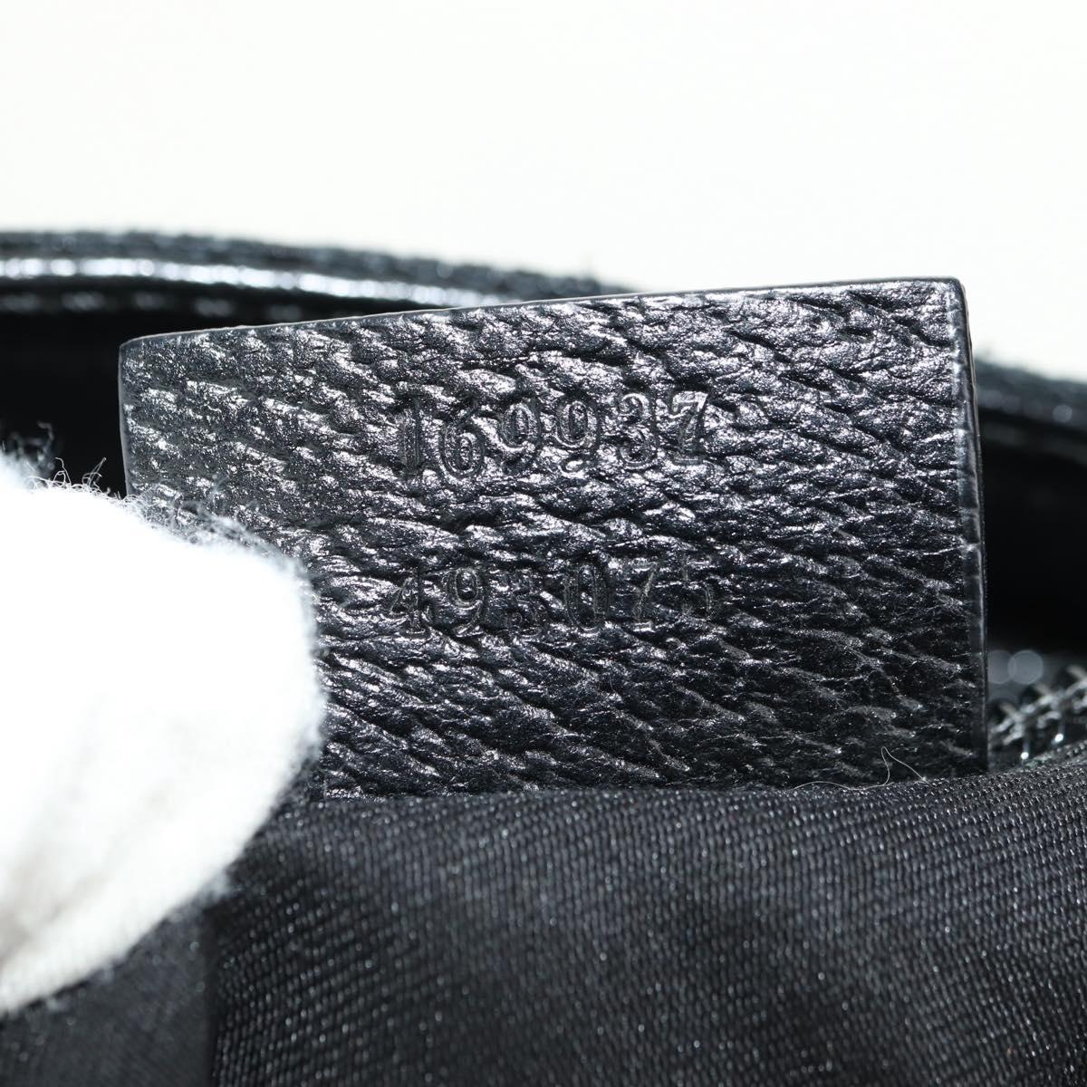GUCCI Web Sherry Line Shoulder Bag Canvas Black Silver 169937 Auth am11677V