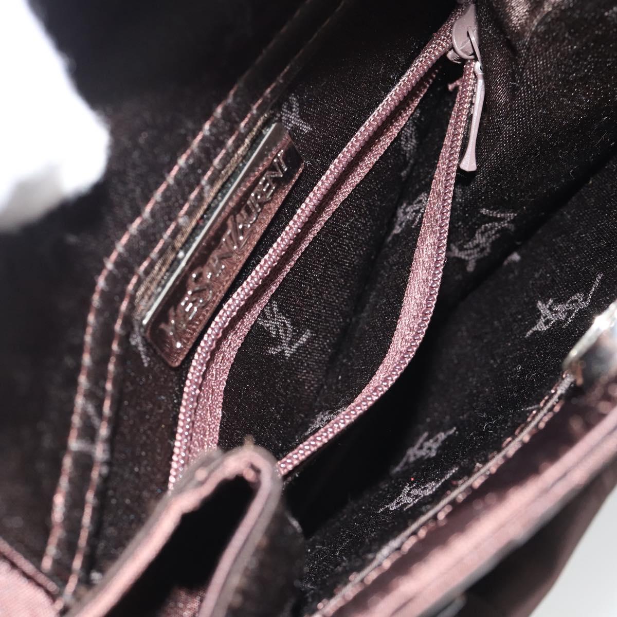 SAINT LAURENT Hand Bag Nylon Dark Brown Silver Auth am11678A
