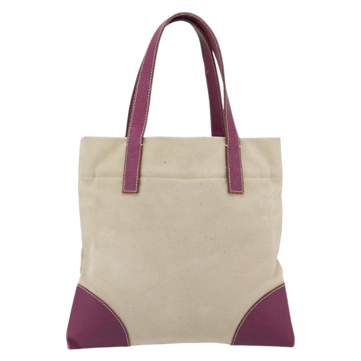 PRADA Tote Bag Canvas Leather Purple Silver Auth am11680