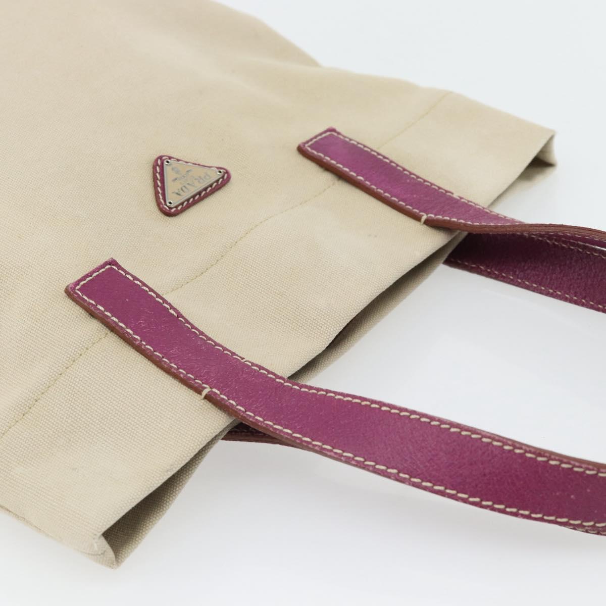 PRADA Tote Bag Canvas Leather Purple Silver Auth am11680