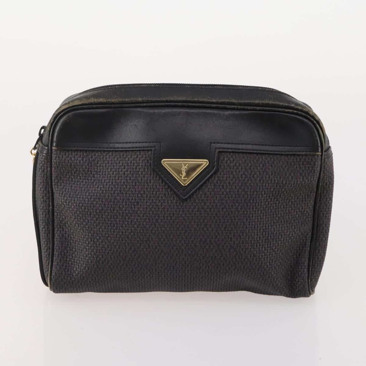 GUCCI Saint Laurent Cartier Bag PVC Leather 4 Set Beige Black Auth am11682