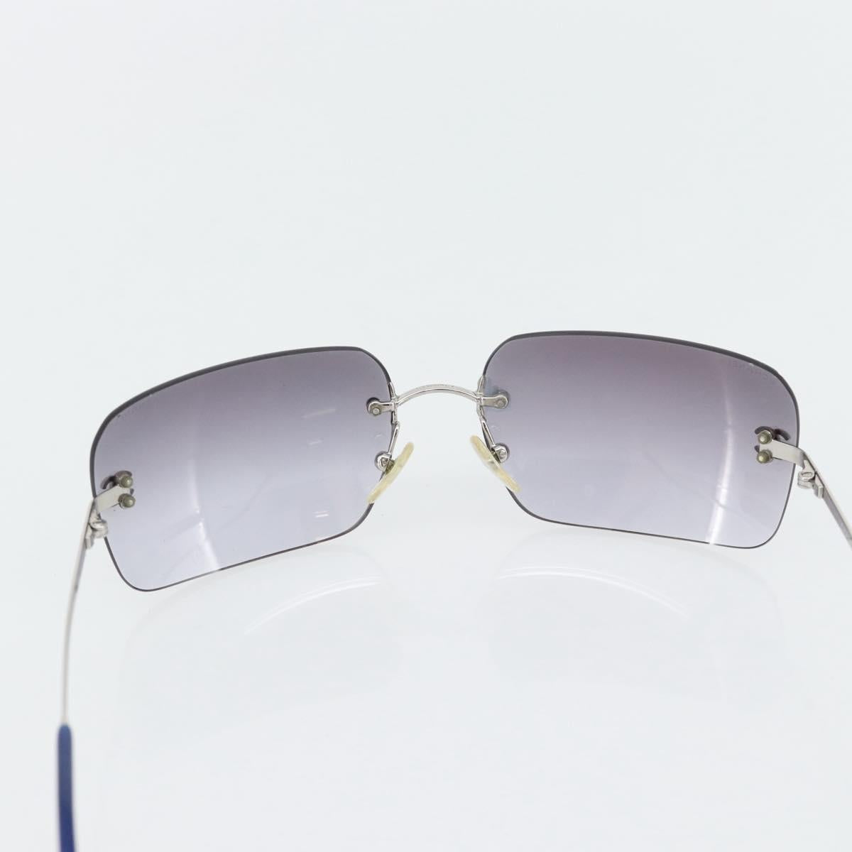 CHANEL Rimless CC Sunglasses metal Navy CC Auth am11685A