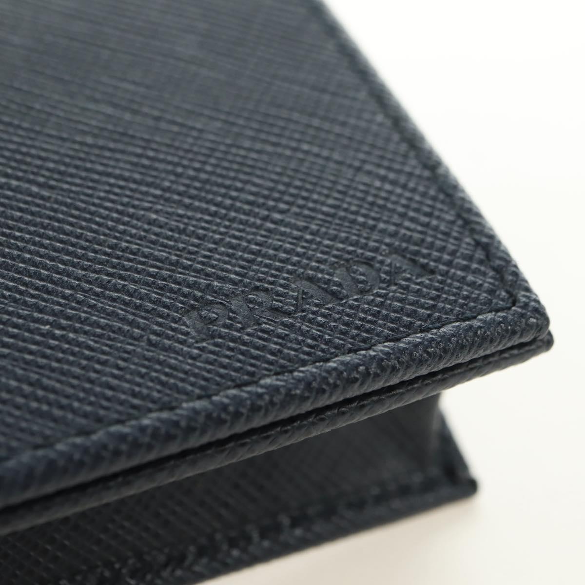PRADA Card Case Safiano leather Navy Silver 2MC122 Auth am11686V