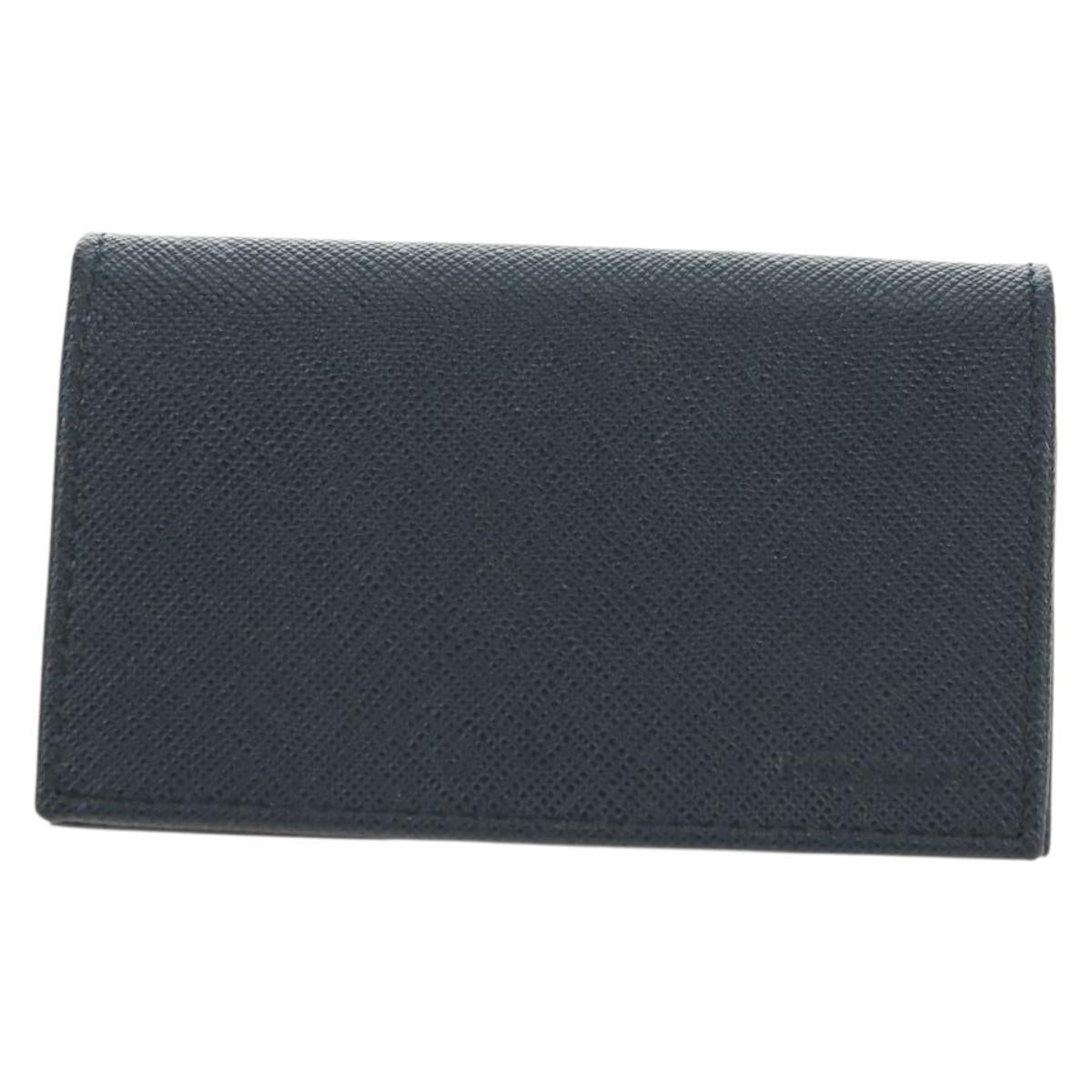 PRADA Card Case Safiano leather Navy Silver 2MC122 Auth am11686V