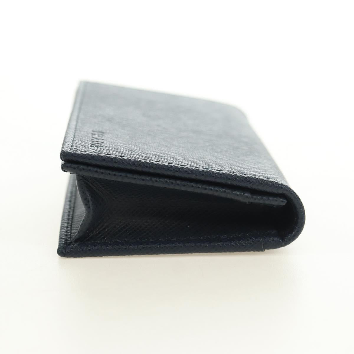 PRADA Card Case Safiano leather Navy Silver 2MC122 Auth am11686V