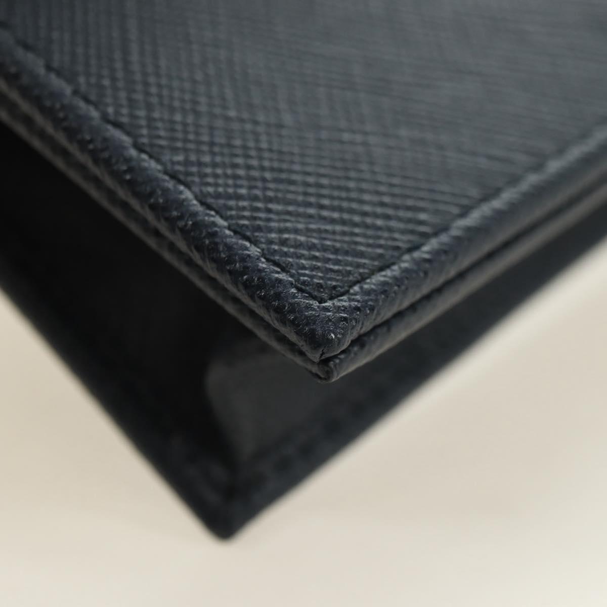 PRADA Card Case Safiano leather Navy Silver 2MC122 Auth am11686V
