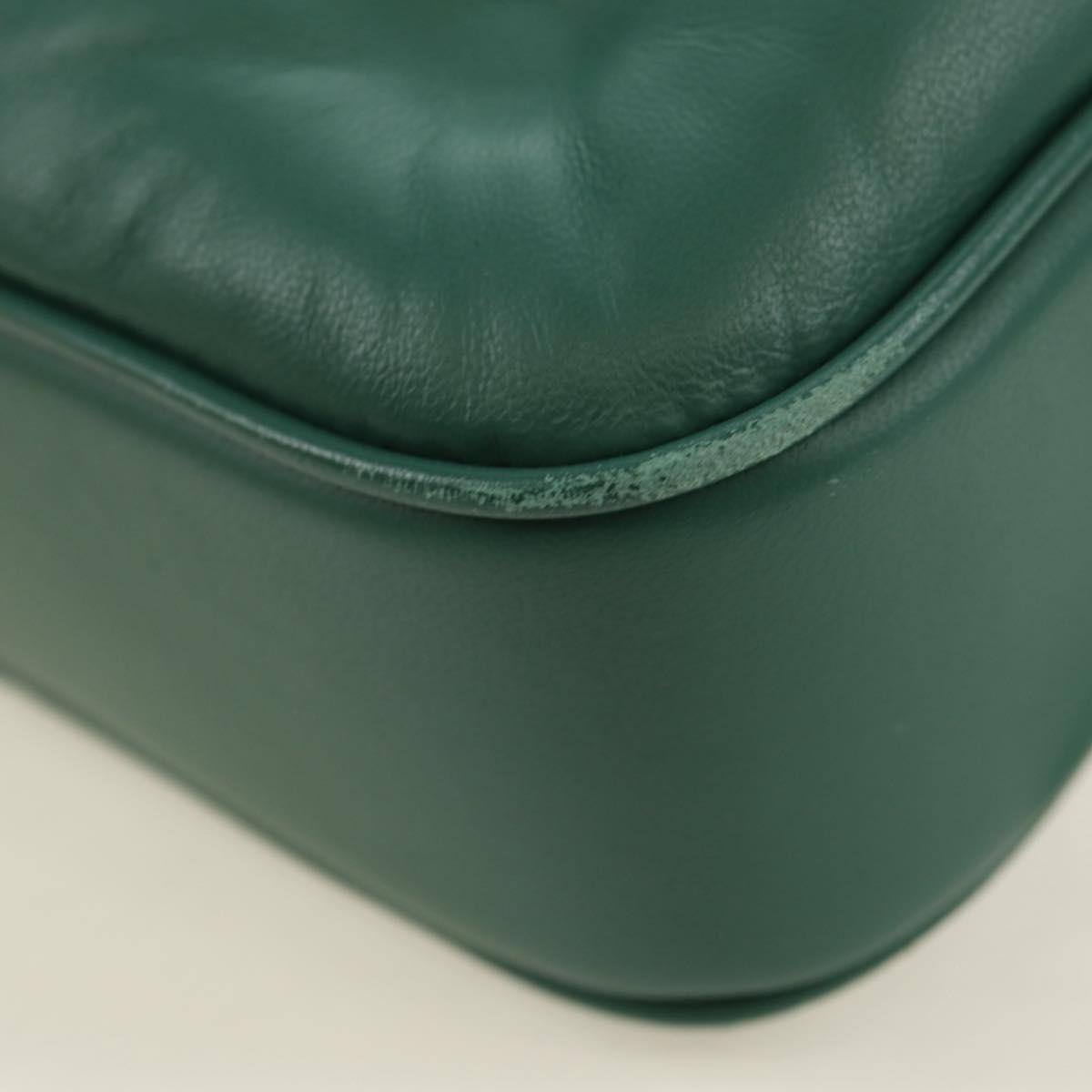 Maison Margiela Chain Shoulder Bag Leather Green Silver Auth am11687M