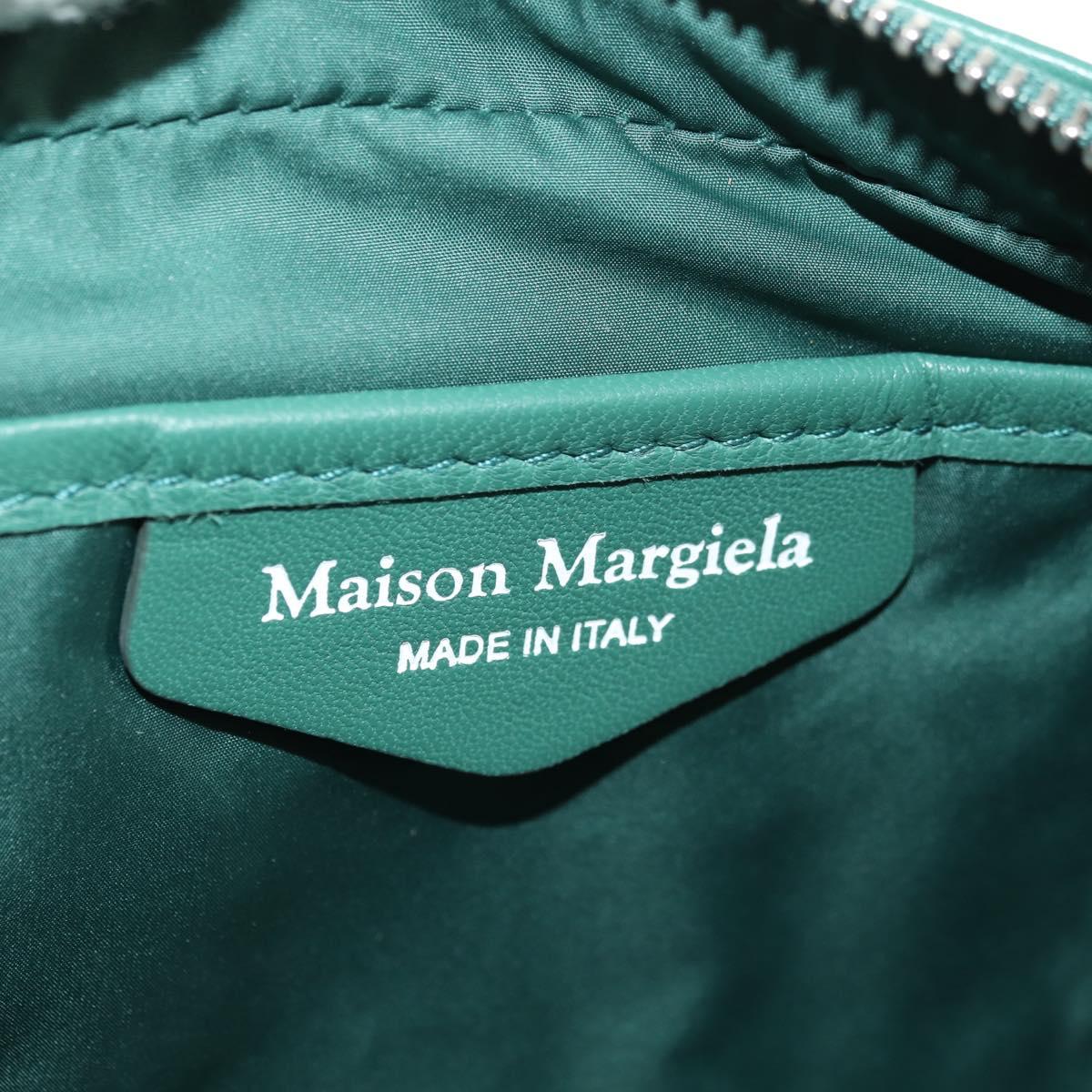 Maison Margiela Chain Shoulder Bag Leather Green Silver Auth am11687M