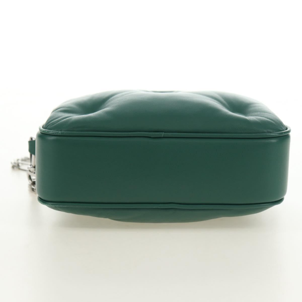Maison Margiela Chain Shoulder Bag Leather Green Silver Auth am11687M