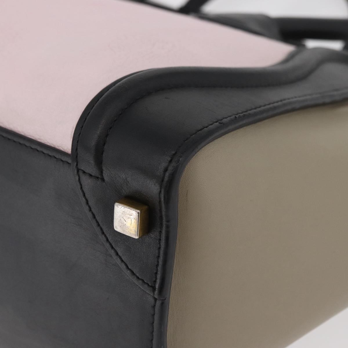 CELINE Luggage Mini Shopper Hand Bag Leather Pink Black Auth am11689V