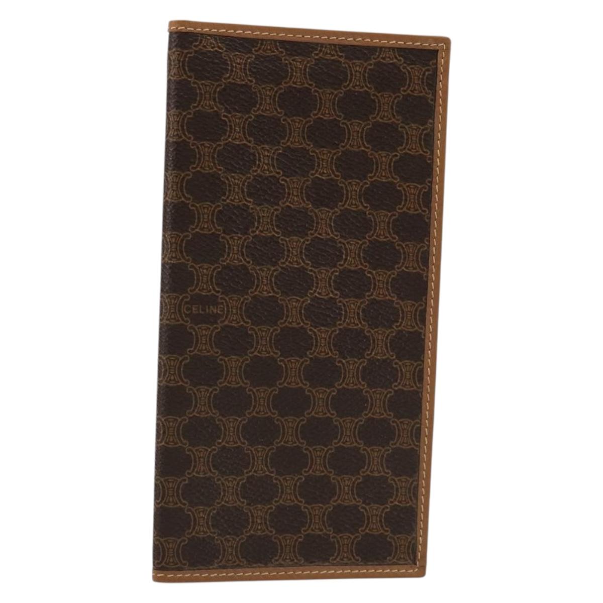 CELINE Macadam Canvas Billfold Wallet PVC Leather Brown Auth am11691A