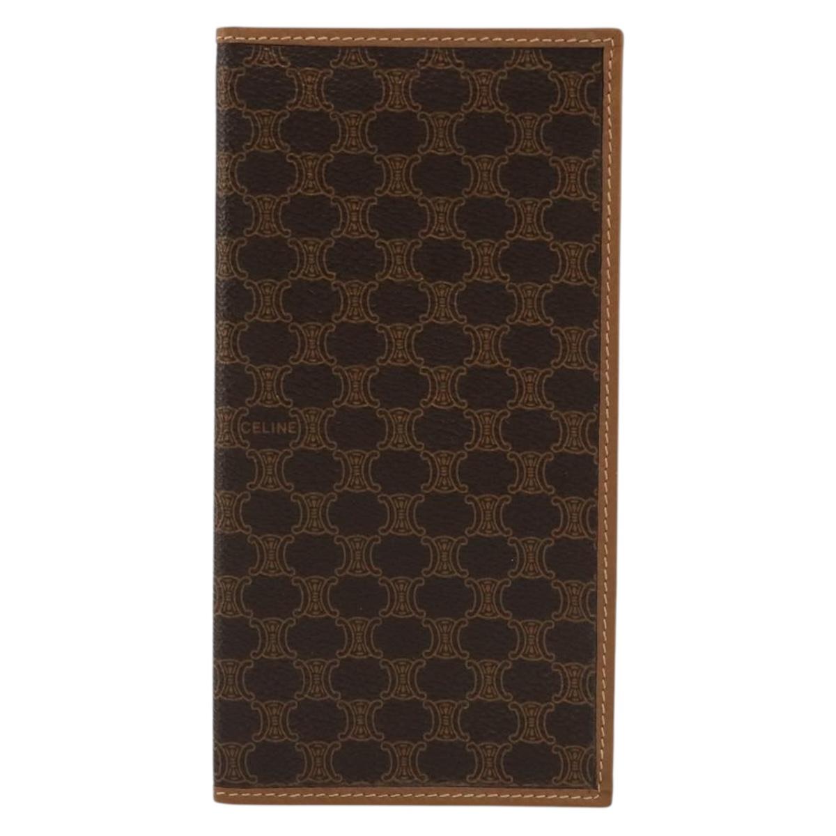 CELINE Macadam Canvas Billfold Wallet PVC Leather Brown Auth am11691A