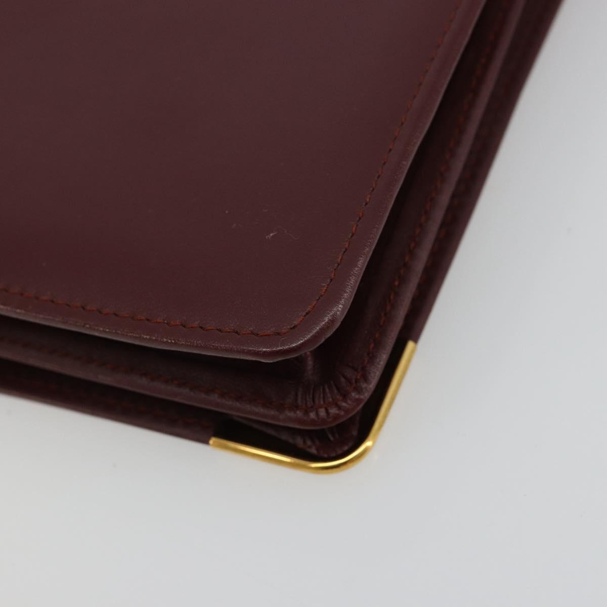 CARTIER Must Line Clutch Bag Leather Bordeaux Gold Auth am11694A