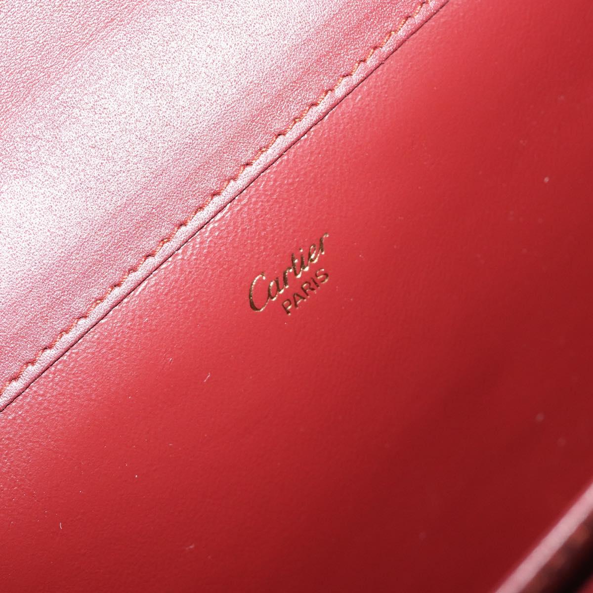CARTIER Must Line Clutch Bag Leather Bordeaux Gold Auth am11694A