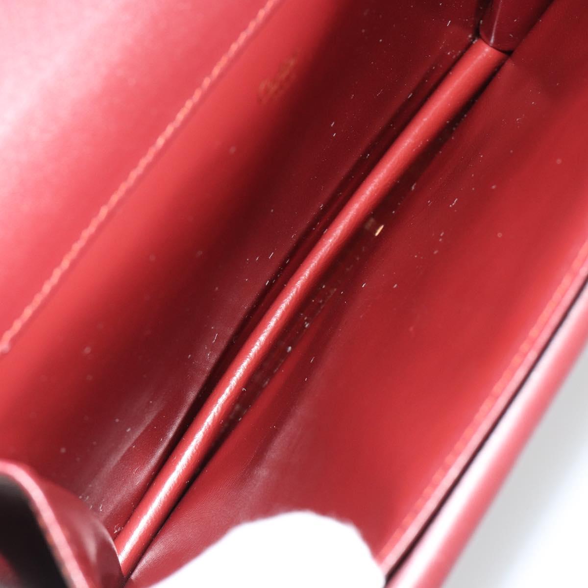 CARTIER Must Line Clutch Bag Leather Bordeaux Gold Auth am11694A