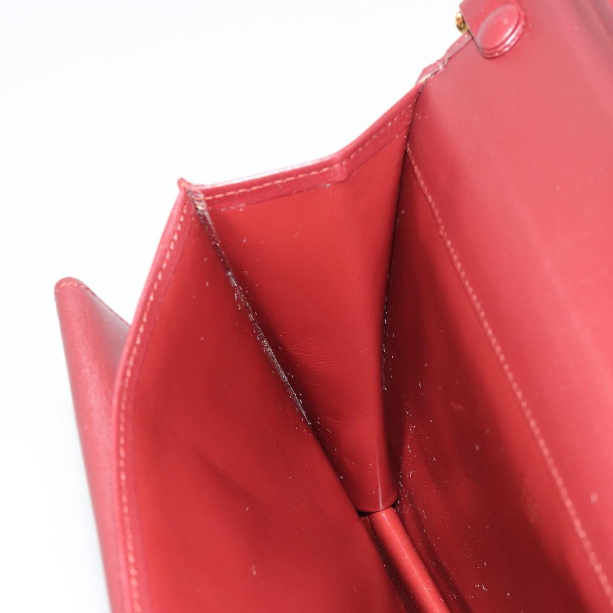 CARTIER Must Line Clutch Bag Leather Bordeaux Gold Auth am11694A