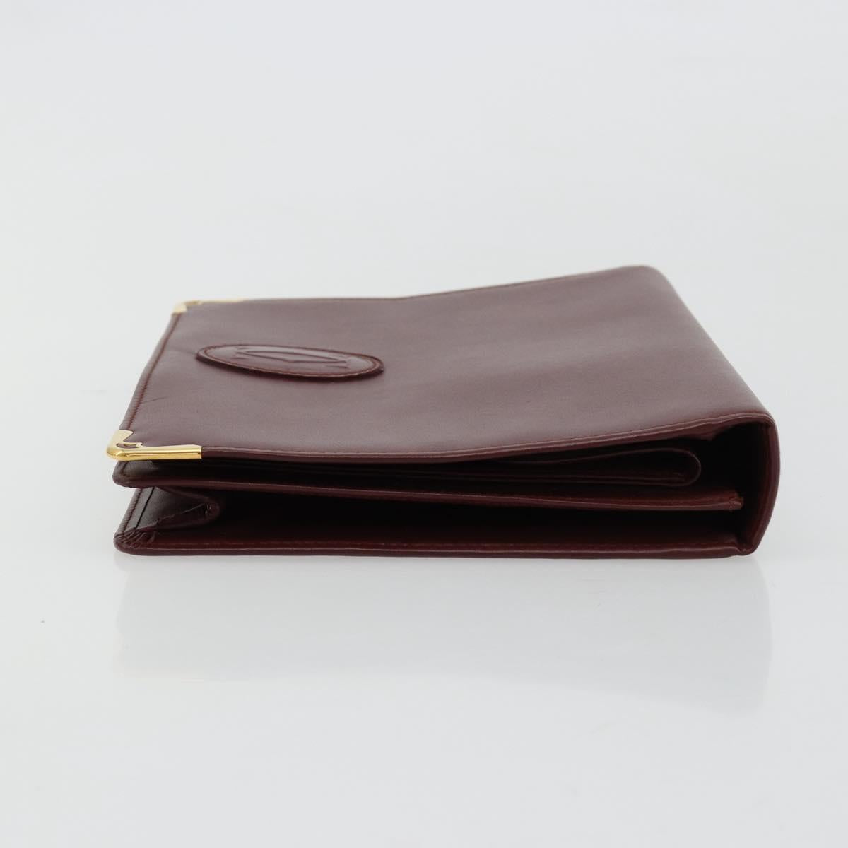 CARTIER Must Line Clutch Bag Leather Bordeaux Gold Auth am11694A