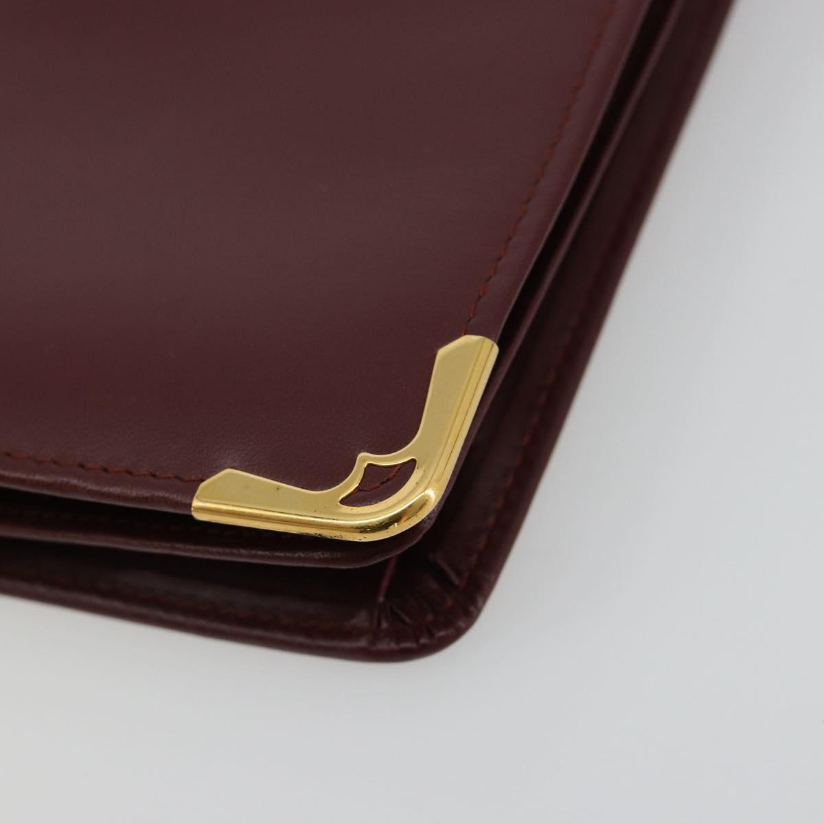 CARTIER Must Line Clutch Bag Leather Bordeaux Gold Auth am11694A