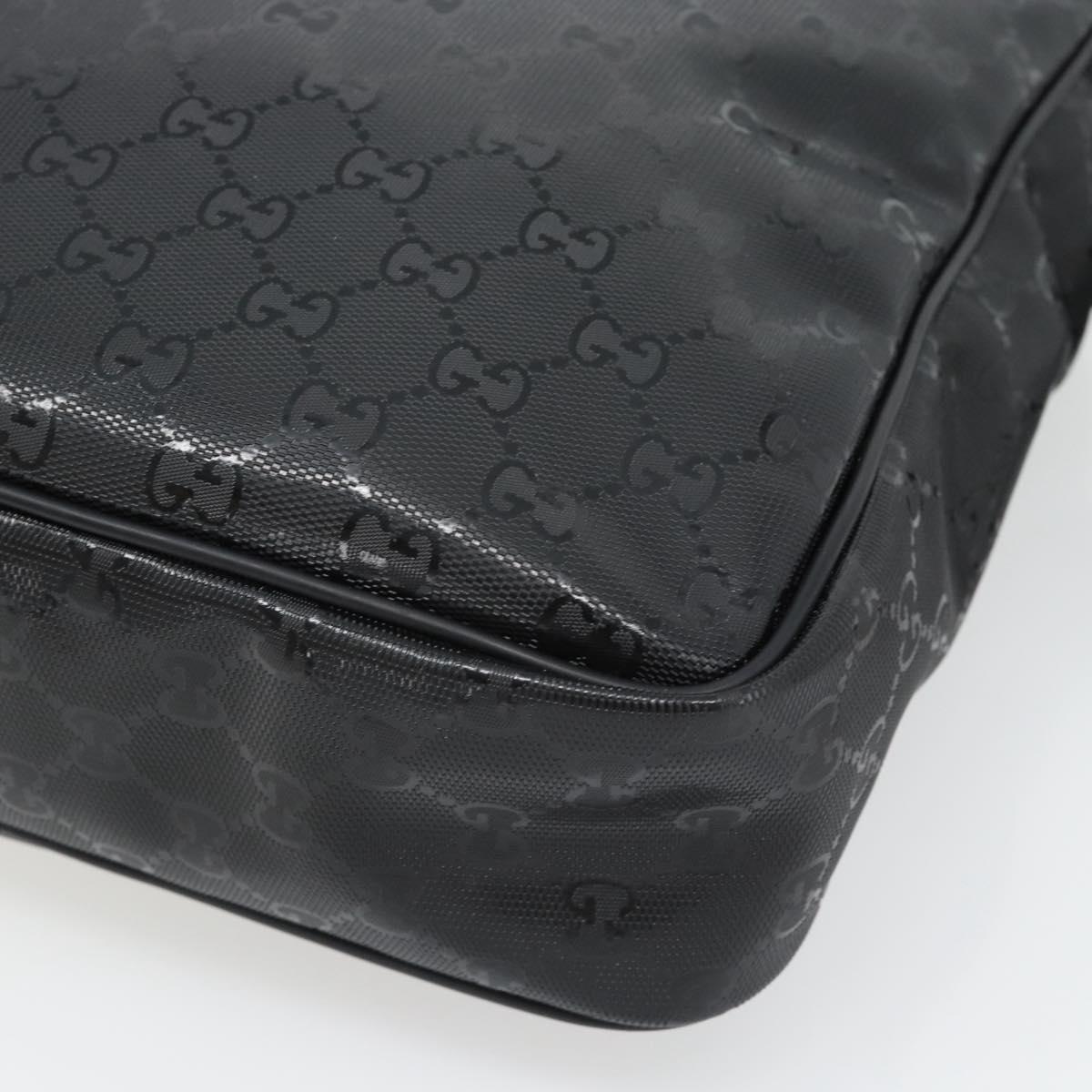 GUCCI GG implementation Shoulder Bag PVC Black Silver 201448 Auth am11696V