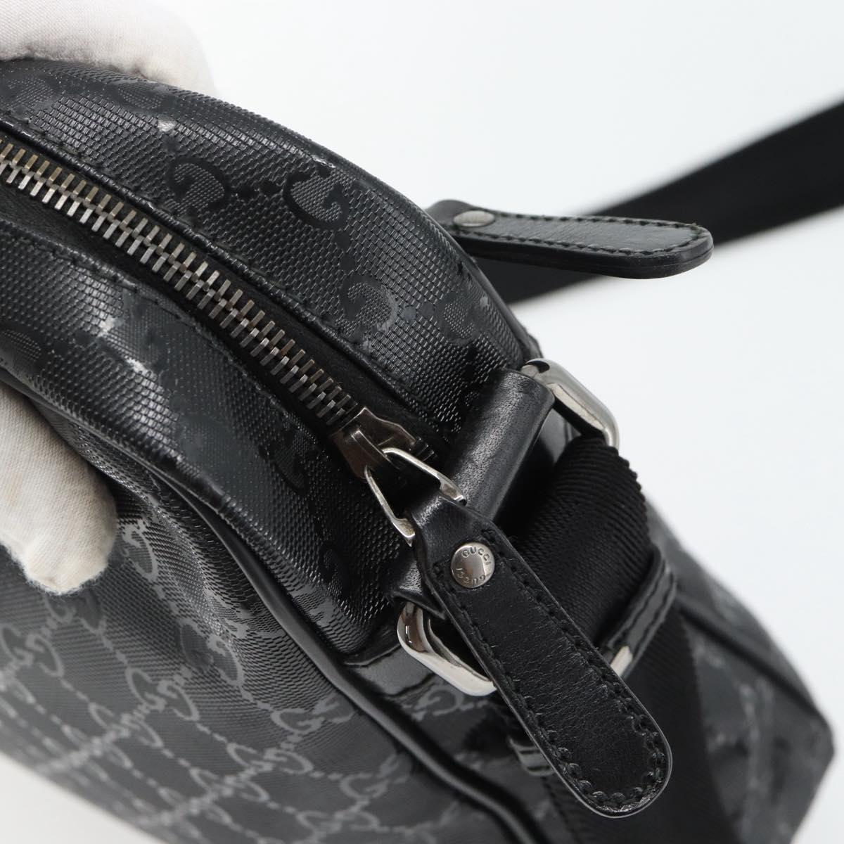GUCCI GG implementation Shoulder Bag PVC Black Silver 201448 Auth am11696V