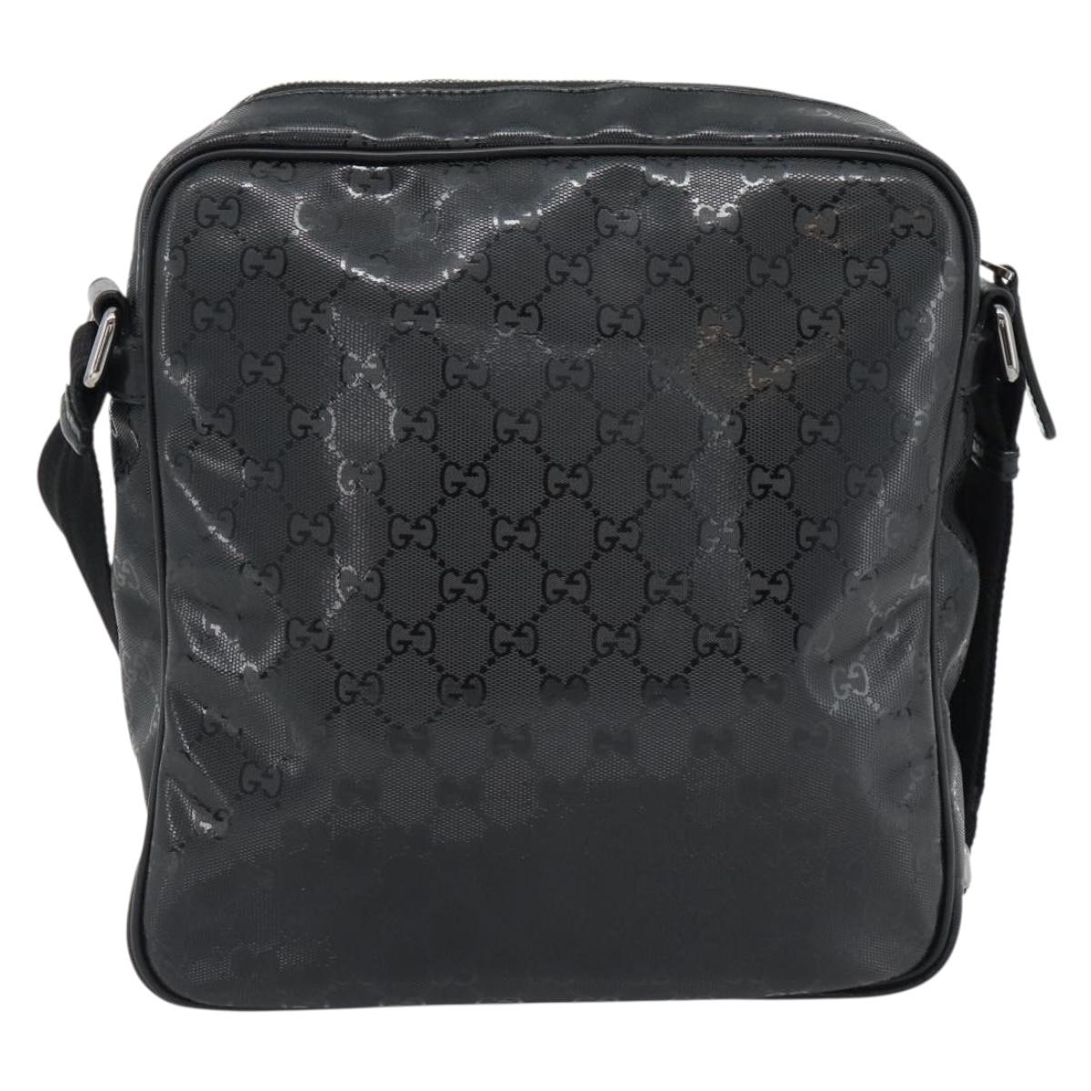 GUCCI GG implementation Shoulder Bag PVC Black Silver 201448 Auth am11696V