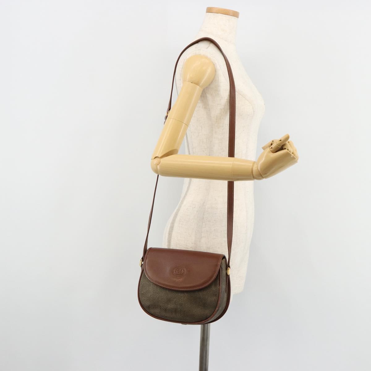 GUCCI Shoulder Bag PVC Leather Brown Gold 007 14 0074 Auth am11698