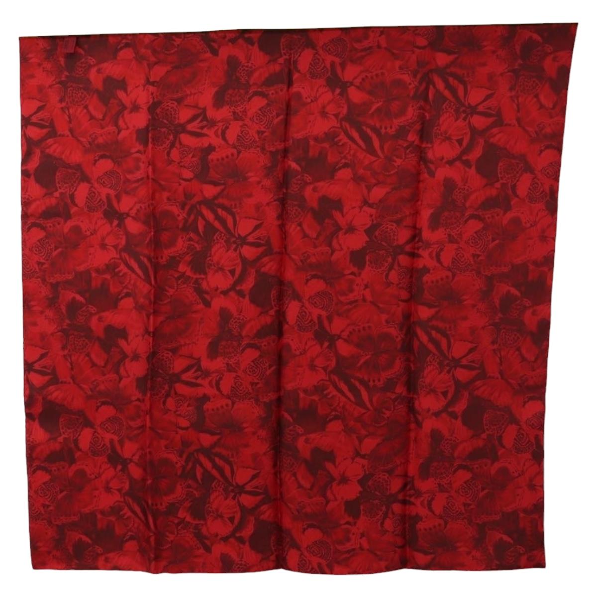 VALENTINO Floral Scarf Silk Red Auth am11699V