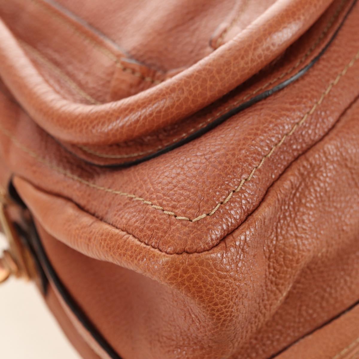 Chloe Paraty Hand Bag Leather 2way Brown Gold Auth am11700V