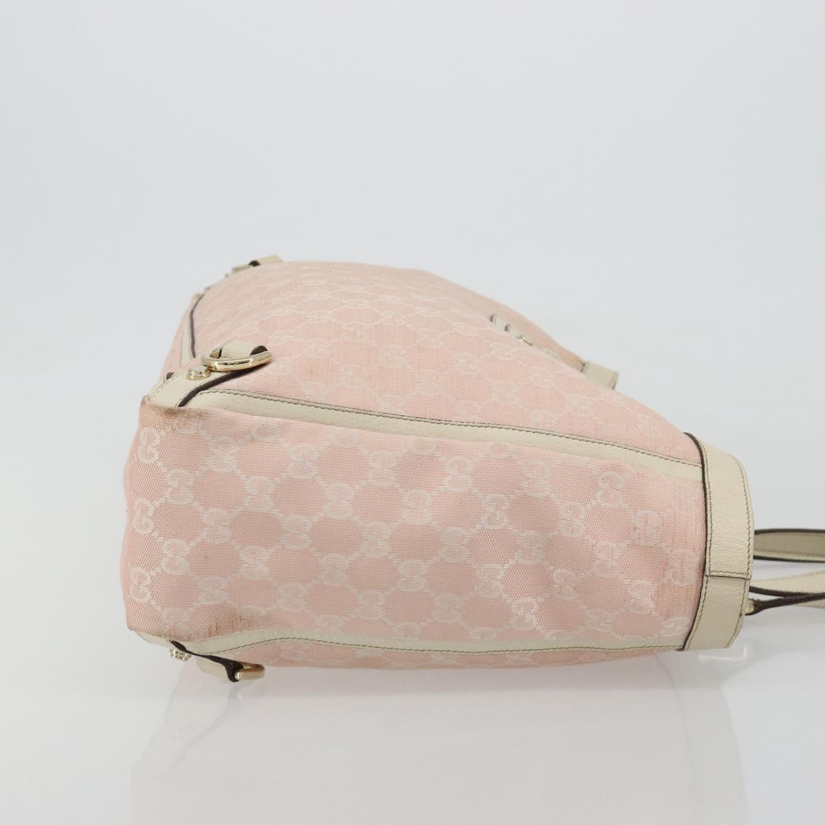 GUCCI GG Canvas Tote Bag Pink Gold 141472 Auth am11704