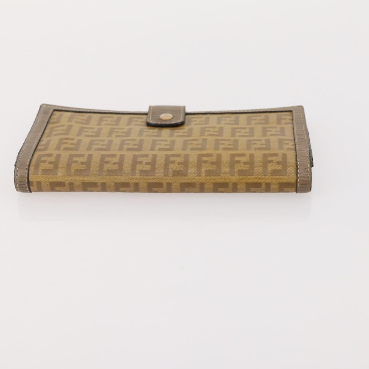 FENDI Zucchino Canvas Clutch Bag Coated Canvas 2 Set Beige Auth am11707